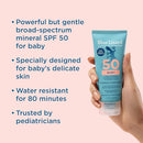 BLUE LIZARD Baby Mineral Sunscreen with Zinc Oxide, SPF 50+, Water Resistant, UVA/UVB Protection with Smart Cap Technology - Fragrance Free, 3 Ounce Tube by TinyTreasures Baby Boutique