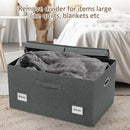 75 Quarts Extra Large Decorative Storage Bins with Lids, 3 Packs Dark Gray Collapsible Storage Bins with Lids, Stackable Storage Bins Decorative Box Storage With Lid Extra Large by CozyNest Decor