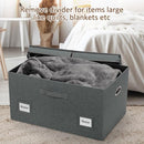 75 Quarts Extra Large Decorative Storage Bins with Lids, 3 Packs Dark Gray Collapsible Storage Bins with Lids, Stackable Storage Bins Decorative Box Storage With Lid Extra Large by TinyTreasures Baby Boutique