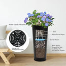 KOL 28" H. Tall Metal Cone Planters with Inside Pots 2-Pack, Black Hand-Hammered Large Decor Planter for Deck, Patio, Porch - Handcrafted Flower Pot - with Water Level Indicator - Indoor Outdoor Use by GreenHaven Gardens