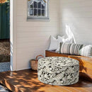 Inflatable Ottoman Stool D31 xH14 for Outdoor/Indoor Use, Water Repellent Patio Foot Rest Stool with Portable Handle,Round Pouf Ottoman Suitable for Garden,Deck and Camping - Paisley Black by CozyNest Decor