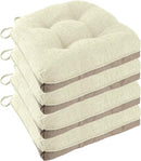 Non Slip Chair Cushions for Dining Chairs Set of 4 Kitchen Chair Cushions 18"x18"x3" Turfted Chair Pads Comfortable and Soft Seat Cushion with Ties, Beige by CozyNest Decor
