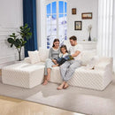 Hobestluk 96” Modular Sectional Sofa Couches L-Shape Couch 3 Seat Modular Sofa Memory Foam Sectional Couches for Living Room, Cloud Couch with Oversized Chaise (White, Checked (Left Facing Chaise)) by CozyNest Decor
