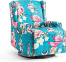 UIXE Swivel Rocker Manual Recliner Chair, Wingback Swivel Glider Fabric Nursery Reclining Sofa Chair, High Back Upholstered Arm Chair for Living Room Bedroom - Peacock Blue by CozyNest Decor