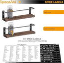 SpaceAid Spice Rack Organizer for Cabinet Door or Wall Mount (4 Pack) with 415 Spice Labels - Wood Hanging Seasoning Shelf for Cupboard Pantry or over the Stove by CozyNest Decor