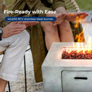 SereneLife Propane Fire Pit Table, 40,000 BTU Outdoor Square Gas Fire Pit with Cover, Weather-Resistant Metal, Adjustable Flame, Lava Rock Set, Ideal for Patio, Backyard & Terrace (30” x 30” x 11”) by GreenHaven Gardens