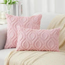 decorUhome Throw Pillow Covers 22x22 Inch Set of 2, Soft Plush Decorative Faux Fur Light Pink Solid Couch Pillow Covers, Accent Farmhouse Neutral Square Euro Pillow Cases for Sofa Bed Living Room by CozyNest Decor