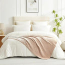 Snuggle Sac Buttery Beige Blanket Twin Size for Bed and Sofa, Reversible Super Soft Blankets Warm Cozy Knit Fuzzy Plush Blankets for Couch, Picnic, Ombre Beige, 60x80 inches by CozyNest Decor