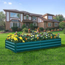 2Pcs Raised Garden Bed - 2 Pack Large Metal Planter Boxes for Vegetables, Flowers, and Herbs - Includes 2 3ft x 30ft Weed Barrier Fabric and 1 Pair of Gloves - Green (8x4x1ft, 2pcs) by GreenHaven Gardens