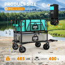 Foldable 50''L Extra Long Double Decker Wagon for Sport, 400L Collapsible Heavy Duty Wagon Cart with Big Wheels, Utility All-Terrain Large Extender Cart for Outdoors, Light Blue by GreenHaven Gardens
