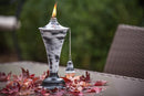 Set of 4, Oahu Premium Metal Outdoor Torches for Patio, Lawn and Garden - Tiki Style Metal Torch/w Snuffer, Fiberglass Wick & Large 16oz Oil Lamp - 53" Tall (Whitewash) by GreenHaven Gardens