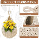 Hanging Fruit Baskets for Kitchen - 3 Pack Boho Wall Hanging Basket with 6 Pcs Strong Hooks, Handwoven Onion Storage Teardrop Home Onion Basket for Fruits Vegetable Potato Kitchen Storage (White) by CozyNest Decor