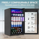 Beverage Refrigerator Cooler, 128 Cans 3.2 Cu.Ft Mini Fridge Glass Door for Drink Beer Soda Wine, Small Fridge with 4 Adjustable Removable Shelves for Kitchen, Bedroom, Office, Bar, Gaming Room, Black by CozyNest Decor