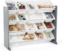 Humble Crew Supersized Toy Storage Organizer with 16 Removable Bins, Grey/White – Large Toy Storage for Toddlers Ideal for Kids' Rooms, Playrooms, and Nurseries - Modern Toy Bins for Kids by TinyTreasures Baby Boutique