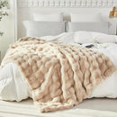 RYNGHIPY Faux Fur Blanket for Couch Fluffy Warm Throw Blanket for Sofa Bed Thick Furry Bubble Blanket (Camel, 51''x63'') by CozyNest Decor