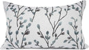 YOUR SMILE Classical Embroidery Jacquard Farmhouse Oblong Rectangle Chenille Teal Leaf Decorative Throw Pillow Case,12x20 inch by CozyNest Decor