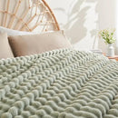 NEWCOSPLAY Faux Fur Twin Blanket Sage Green Bubble Blanket Thick Warm Soft for Couch Sofa Bed 550GSM (Sage Green, Twin(60"x80")) by CozyNest Decor