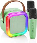 Kinglucky Mini Karaoke Machine for Kids, 2025 TOP Birthday Gifts Ideas for 3-12 Year Old Girls, Christmas Party Gifts Kids' Personal Video Players Accessories with 2 Wireless Microphones - Green by TinyTreasures Baby Boutique