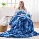 NEWCOSPLAY Faux Fur Throw Blanket Indigo Luxury Fluffy Thick Warm Bubble Blanket for Couch Sofa Bed 700GSM (Indigo, Throw(50"x60")) by CozyNest Decor