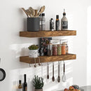 Fun Memories Floating Shelves - 16 Inch Rustic Brown Wall Shelf - Wall Mounted Shelves for Wall Decor Storage - Wooden Shelves with Invisible Brackets for Living Room, Bedroom, Kitchen, 2 Pack by CozyNest Decor