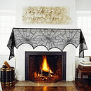 Lulu Home Halloween Fireplace Decorations, Fireplace Mantle Scarf Cover and Table Cloth, Black Lace Spider Web for Table, Door, Window and Fireplace Decoration, Halloween Decoration by CozyNest Decor