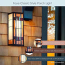 RIVER OF GOODS Art Deco Stained Glass Outdoor Light Fixture - Large Exterior Outdoor Wall Lights for House, Patio, Porch, Garage - Wall Mount Lighting Fixtures - 16.25" H - Faye by CozyNest Decor
