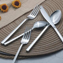 Alata Cube 65-Piece Forged Stainless Steel Flatware Set Cutlery Set with Utensil-Serving Set, Silverware Set Service for 12, Mirror Finish, Dishwasher Safe by CozyNest Decor