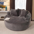 ovios 58" Oversized Round Chair Lounge Chaise Indoor, No Assembly Required, Cloud Large Circle Chair with Plush Fuax Fur, Fluffy Modern Sleeper Sofa Bed for Reading Yoga, Grey (Plush Corduroy Fabric) by CozyNest Decor