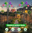 Double Shepherds Hooks for Outdoor, Artistic Hummingbird & Flower Design, 5 - Prong Base, Ideal for Bird Feeders, Baskets & Lanterns (1 Pack) by GreenHaven Gardens
