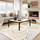 Lahome Boho Area Rugs for Living Room 9x12 - Washable Non-Slip Large Rug for Dining Room, Ultra-Thin Neutral Taupe Botanical Print Soft Carpet for Bedroom Nursery by TinyTreasures Baby Boutique