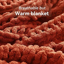 Chunky Knit Throw Blanket, 40''*50'' Fall Throw Blanket Knitted Chenille Yarn for Bed Couch, Handmade Orange Crochet Big Thick Blanket, Machine Washable Cute Comfy Blankets for Home Decor by CozyNest Decor