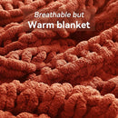 Chunky Knit Throw Blanket, 60''*80'' Fall Throw Blanket Knitted Chenille Yarn for Bed Couch, Handmade Orange Crochet Big Thick Blanket, Machine Washable Cute Comfy Blankets for Home Decor by CozyNest Decor