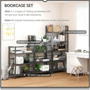 4NM No Assembly Foldable Bookshelf, 5-Shelf Collapsible Bookcase Storage for Small Spaces, 62.2" H, All Black by CozyNest Decor