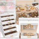 AKOZLIN 6-Tier Jewelry Box Lockable Leather Jewelry Storage Case with 5 Drawers for Women Girls Ring Necklace Earring Bracelet Holder Organizer with Mirror by TinyTreasures Baby Boutique