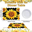 Sunflower Placemats Set of 6 Summer Plastic Table Mats Summer Floral Place Mats Washable Vinyl Seasonal Spring Sunflower Table Decoration for Indoor Outdoor Party Kitchen Dining by CozyNest Decor