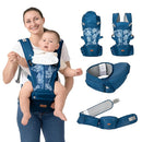 BabbleRoo Grow Carrier – Safety-Certified 6-in-1 Baby Carrier with Hip Seat, Ergonomic & Adjustable Toddler Carrier 7-50 lbs with Hip Support, Hood for Sun Protection, Newborn to Toddler, Denim Leaves by TinyTreasures Baby Boutique
