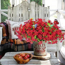 ‌20 Bundles Artificial Flowers for Outdoors‌ with 6 Faux Butterflies, UV Resistant ‌Fake Flowers‌ with Eucalyptus Leaves, ‌Artificial Plants Outdoor‌ for Patio Garden Porch Home Decor (Red) by CozyNest Decor