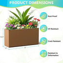 FENCY Metal Rectangular Planter Box, Large Planters for Outdoor Plants, Tall Planters for Outdoor Plants with Drainage Holes (32" L x 10" W x 16.3" H,Brown) by CozyNest Decor