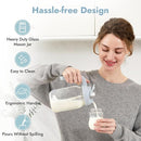Papablic Glass Breastmilk Pitcher, Formula Mixing Pitcher with Mixing Handle Lid, Wide Mouth Mason Jar Mixer with Flip Locking Spout, Easy to Clean, BPA Free, Blue by TinyTreasures Baby Boutique