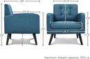 Yaheetech Mid-Century Accent Chairs, Modern Upholstered Living Room Chair, Cozy Armchair Button Tufted Back and Wood Legs for Bedroom/Office/Cafe, Navy Blue by CozyNest Decor