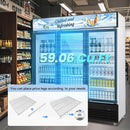 Tylza Commercial Refrigerator, Three Glass Door Display Beverage Fridge, 59.06 Cu Ft Upright Beverage Cooler Merchandiser with Replaceable Advertising Light Board, Rebound Door, Fast Cooling by CozyNest Decor