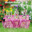 Gardening Tools Set, 10 PCS Stainless Steel Heavy-Duty with Non-slip Soft Rubber Handle with Large Garden Bag, Floral Pattern Gardening Tool Set Gifts for Women Birthday Mother's Day, Pink by GreenHaven Gardens
