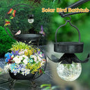 Bird Bath for Outside with Solar Lamp, 36" Birdbaths for Outdoors with Planter Flower Pot, Metal Bird Bath Bowl for Garden Yard Decor (All Black) by GreenHaven Gardens