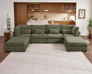 Oversized Modular Sofa, Extra Deep Cloud Chenille Sectional Couch with Ottoman Chaise, Fluffy Chenille 6 Seat U-Shaped Sofa for Living Room, Villa (U Shape 6 Seater, Chenille Green) by CozyNest Decor