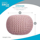 BIRDROCK HOME Round Pouf Ottoman | Cotton Braided Foot Stool with Bean Bag Filling | Boho Foot Rest for Living Room & Bedroom | Compact & Comfortable Seating, Lightweight & Soft | Dusty Rose by CozyNest Decor