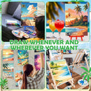 Blosssound 10 Set Pre Printed Canvas Pre Drawn Canvas Painting with Easel Kits 5" x 7" Outline Painting Panels for Beginners, DIY Craft Project, Party Favor, Home Decors(Hawaii) by TinyTreasures Baby Boutique