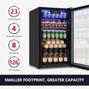 Beverage Refrigerator and Cooler, 126 Can Mini fridge with Plastic Door, Beverage Cooler with Digital Temperature Display & Adjustable Shelves for Soda Beer or Wine, Black by CozyNest Decor