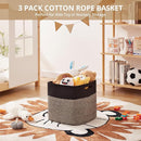 OIAHOMY 13 Kallax Inch Cube Storage Bins, 3-Pack Cotton Rope Woven Baskets for Organizing, Kallax Insert Storage Baskets for Shelves, Baby Nursery, Closet Organizer, 13*13*12.6IN, Black & Mixed Brown by TinyTreasures Baby Boutique