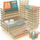 WOWBOX 25 PCS Plastic Drawer Organizer Set, 4 Sizes Desk Drawer Divider Organizers and Storage Bins for Makeup, Jewelry, Gadgets for Kitchen, Bedroom, Bathroom, Office, Clear Champagne by TinyTreasures Baby Boutique