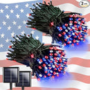 EEW 2pk Red White and Blue Solar String Lights Outdoor Waterproof, Solar Powered LED Patriotic Lights 200 LED, Solar Tree Lights for Independence Day Decor 4th of July Memorial Day Decorations by GreenHaven Gardens